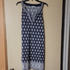 Navy and White Sleeveless Dress